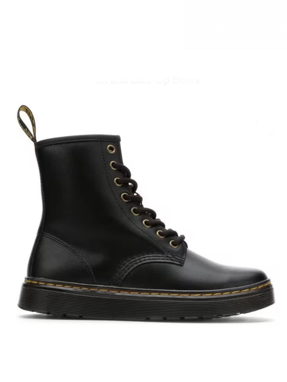 Dr. Martens Zavala Black Smooth Leather Combat Boots Women's Size 6 / EU 37